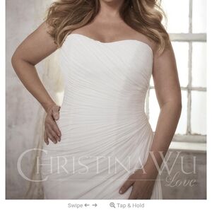 Christina Wu "Love" Ivory Satin Gown With Small Train
